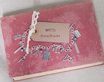 Maths Charm Bracelet, maths bracelet, maths theme bracelet, maths jewellery, matha gift, maths teacher gift, mathematics, math jewelry, math