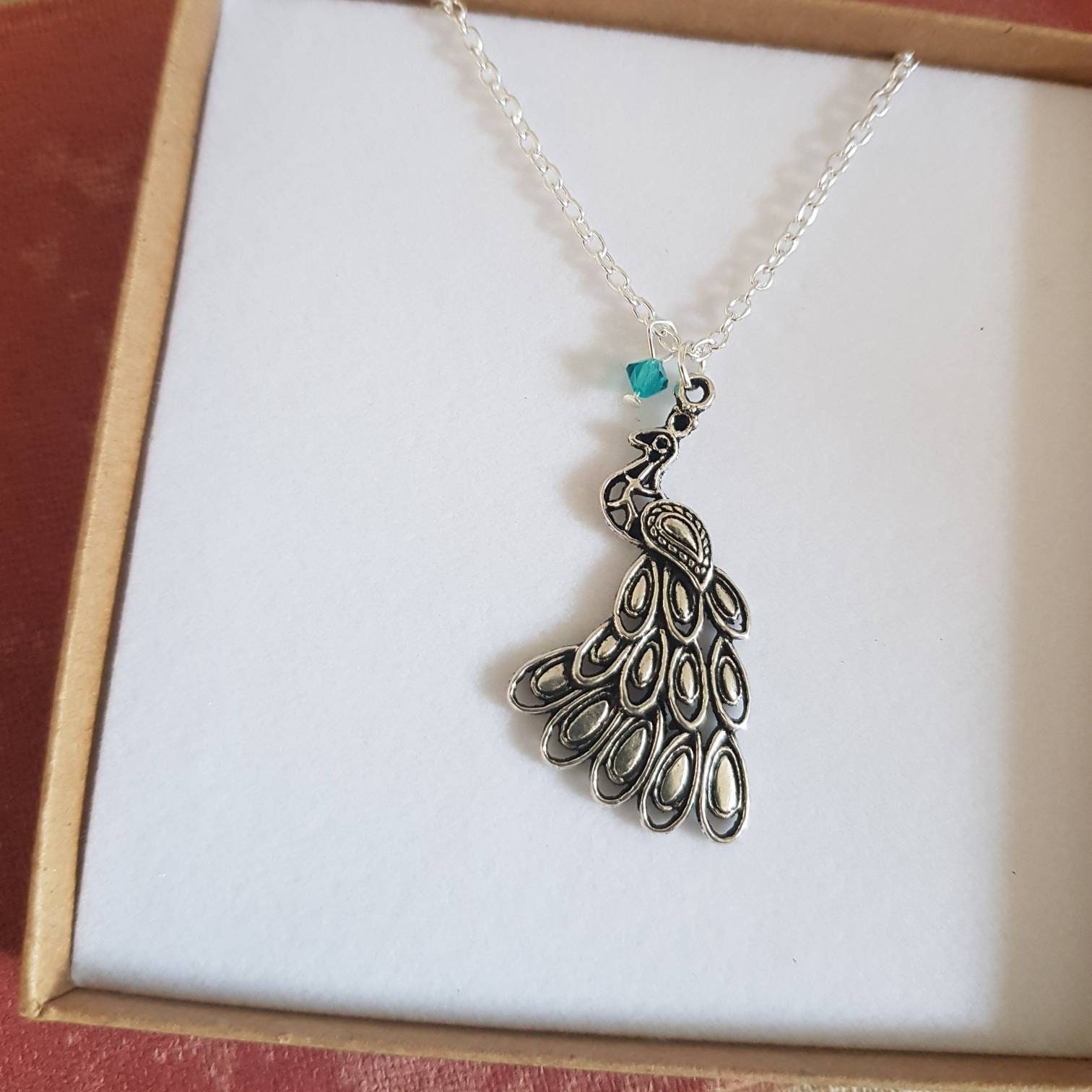 Silver shop peacock necklace