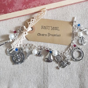 Nautical Charm Bracelet, sailing bracelet, nautical theme bracelet, sailing theme bracelet, nautical jewellery, sea jewelry, nautical charms