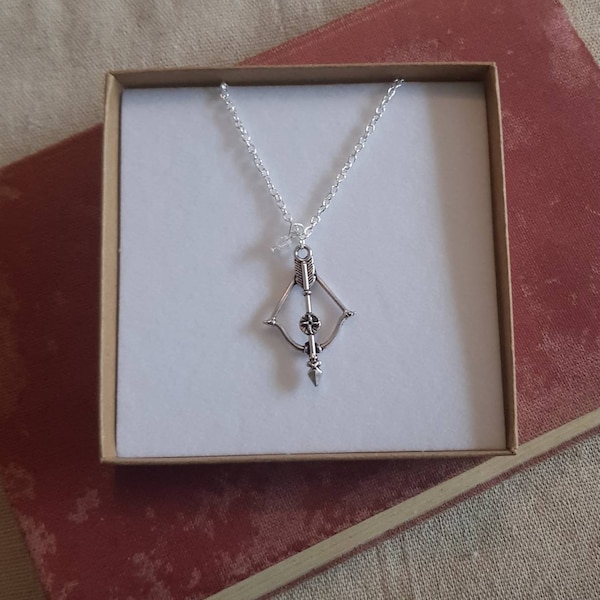 Archery necklace, personalised archery necklace, bow and arrow charm, archery gift, archery jewellery, gift for an archer, bow necklace