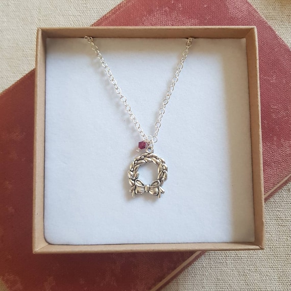 Wreath Necklace, Wreath Charm Necklace, Christmas Necklace