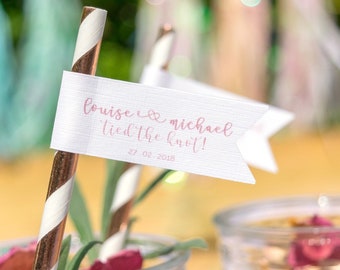 Personalised wedding straws, engagement straws - wedding details, straw flags, paper straws, custom straws, rose gold wedding, custom straws