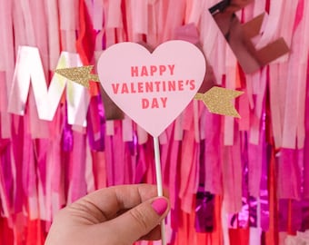 Happy Valentine's Day Cupid heart cake topper - valentines cake topper - valentines table decoration - Valentine’s Day decor