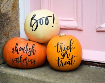 Modern pumpkin stickers, Halloween decor