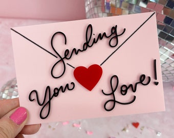 Acrylic valentines card keepsake - sending you love