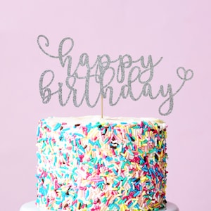 Birthday cake topper - Happy Birthday cake topper - cursive personalised cake topper - birthday party decoration - Rose Gold Birthday