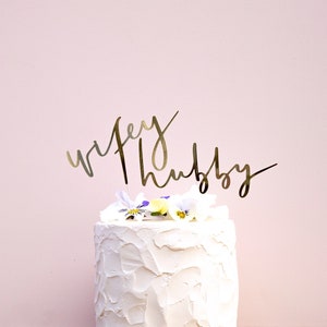 Wifey and Hubby Wedding Cake Topper Couples Wedding topper Bride & Groom Cake Topper Calligraphy Cake Topper Mr and Mrs Topper image 1