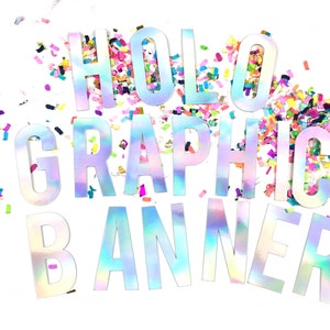 Holographic Party Banner - iridescent decor - unicorn and mermaid theme - personalised banner for birthdays, bachelorette and hen parties