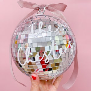 Personalised 20cm Disco Ball with Custom Vinyl Lettering for Weddings, Hen Parties, or Birthdays