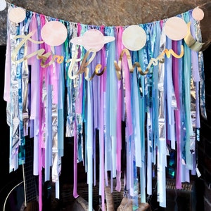 Streamer party decoration - space theme party decor - streamer backdrop
