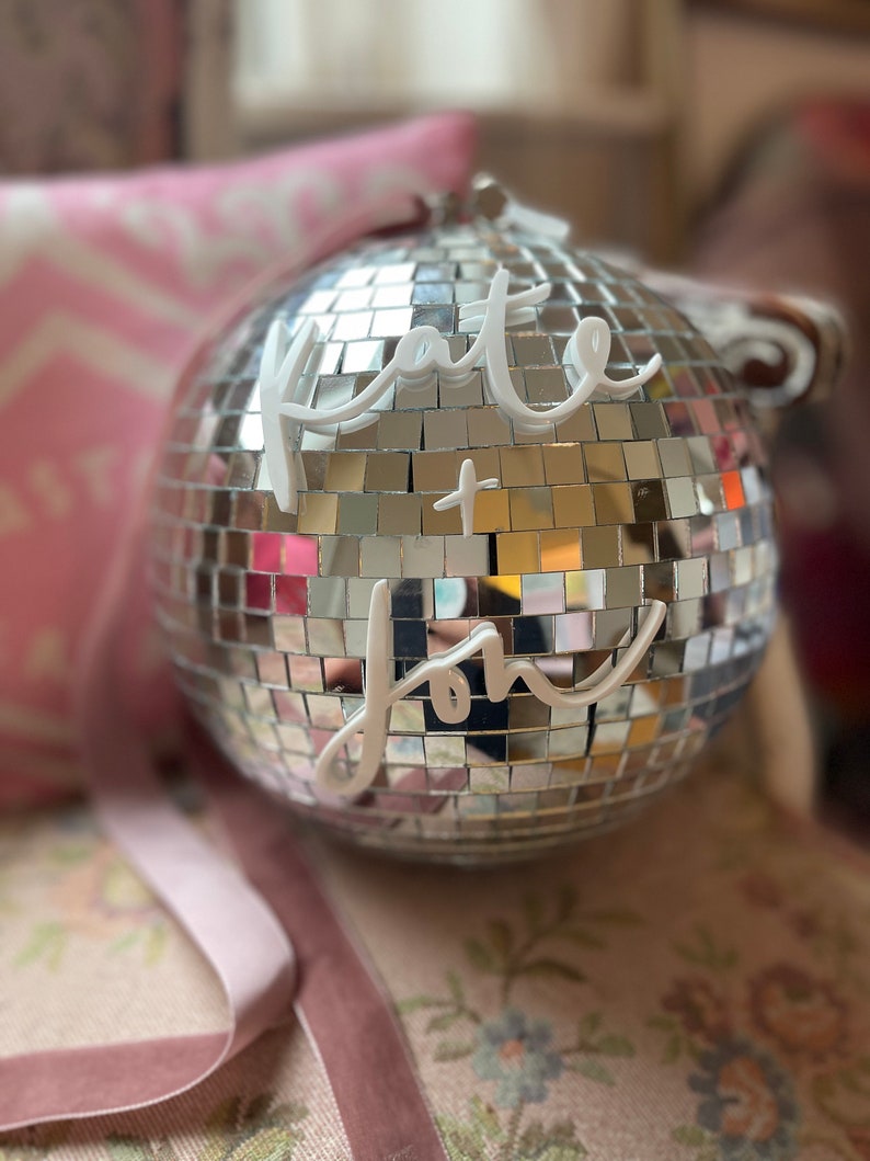 Personalised Disco Ball With Acrylic Lettering Disco Ball Etsy