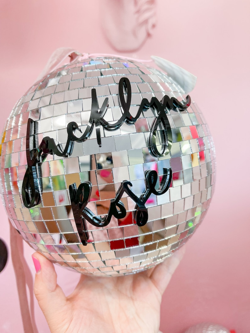 Personalised disco ball with acrylic lettering disco ball home decor personalised Christmas gift personalised wedding decor image 8