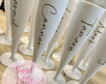 Personalised White Black Pink Red Prosecco Champagne Flutes - Great for Prom - Wedding - Pamper - Bridesmaid - Birthday - Hen - Proposal
