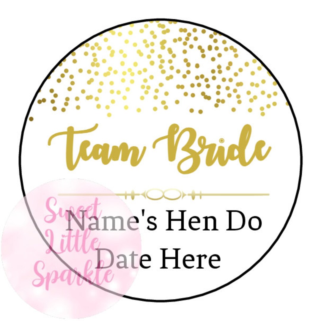 Team Bride Gold Confetti Stickers Labels Sweet Box Chocolate Coins Gift ...