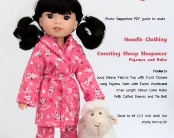 Wellie Wishers Clothing PDF Pattern Counting Sheep Sleepwear PDF Pattern for 14.5 inch dolls