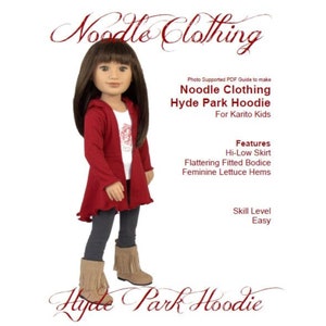 Karito Kid Doll Clothing PDF Pattern Hyde Park Hoodie fits 20 inch dolls image 1