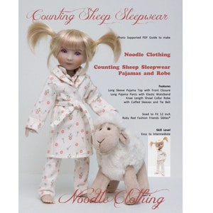 PDF Doll Clothes Pattern - Noodle Clothing Counting Sheep Sleepwear for 12 inch Ruby Red Fashion Friends Siblies®