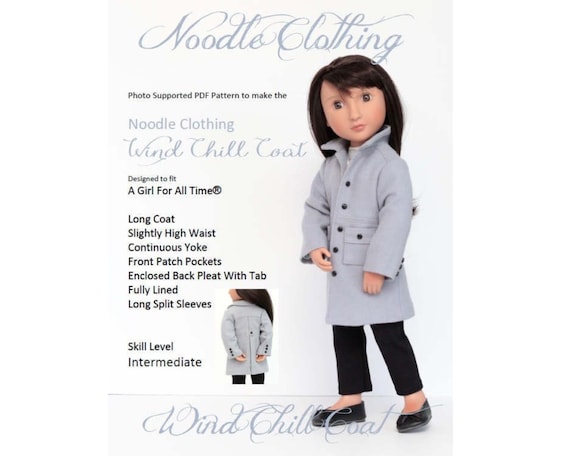Noodle Clothing Wind Chill Coat -  PDF Pattern for 16 inch Girl For All Time® dolls