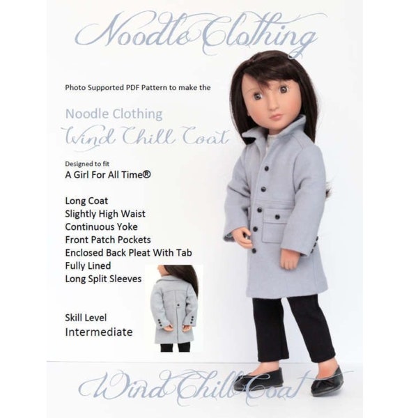 Noodle Clothing Wind Chill Coat -  PDF Pattern for 16 inch Girl For All Time® dolls