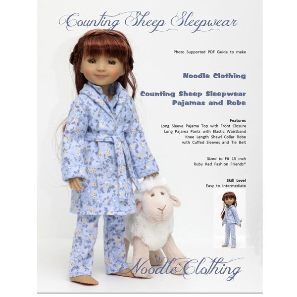 Ruby Red Fashion Friends® PDF Pattern  Noodle Clothing Counting Sheep Sleepwear fits 15 inch Ruby Red Fashion Friends®