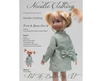PDF Doll Clothes Pattern - Noodle Clothing "Put A Bow On It" coat for 12 inch Ruby Red Fashion Friends Siblies®