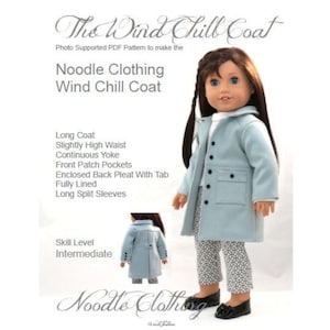 18 inch Doll Clothes Pattern. Noodle Clothing Wind Chill Coat PDF Pattern fits 18 inch dolls like American Girl® image 1