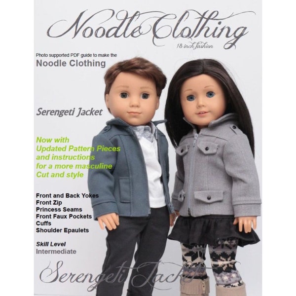 18 inch Doll Clothes PDF Pattern - Serengeti Jacket fits Girl and Boy dolls such as American Girl®