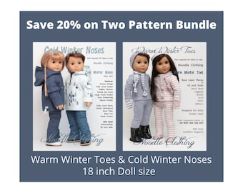 PDF Doll Clothes Pattern - Noodle Clothing   "Winter Bundle" for 18 inch dolls  includes Cold Winter Noses and Warm Winter Toes