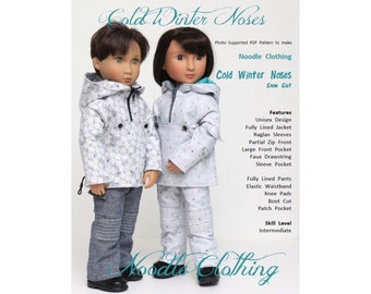 PDF Doll Clothes Pattern - Noodle Clothing  "Cold Winter Noses Snow Suit" for A Girl For All Time® dolls