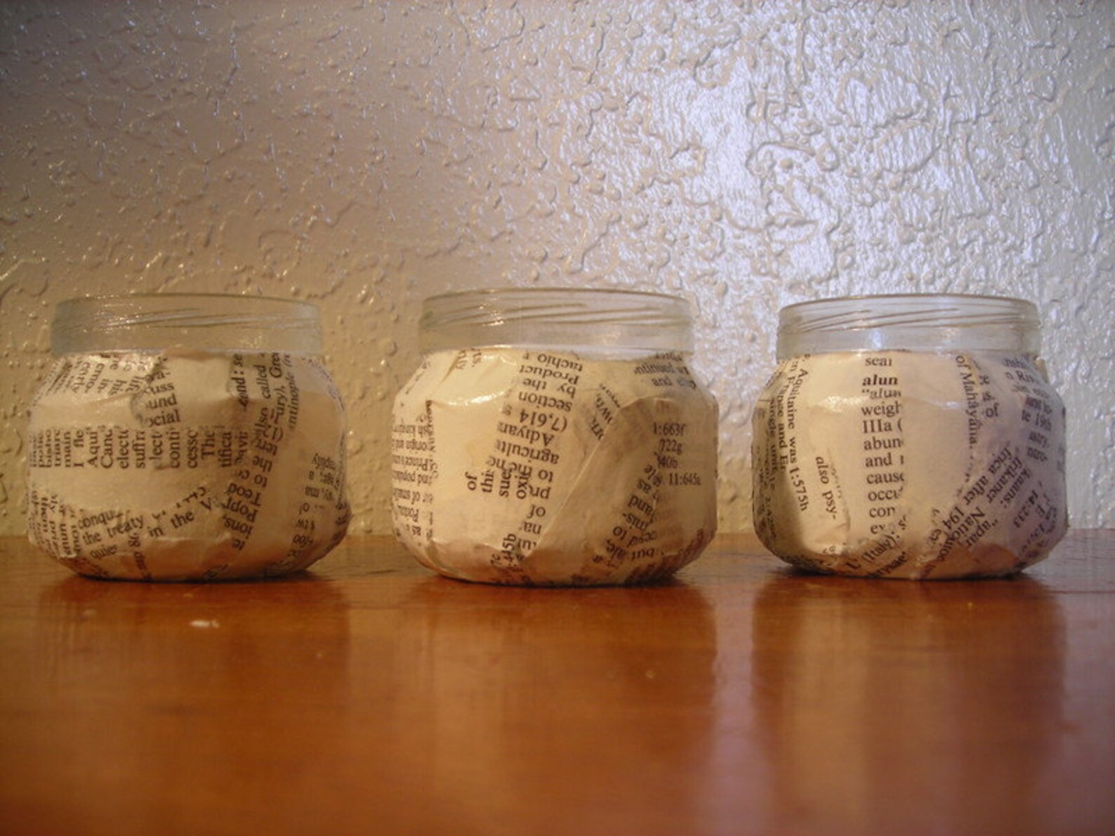 Decoupaged candle holders Upcycled glass jars Set of three Etsy