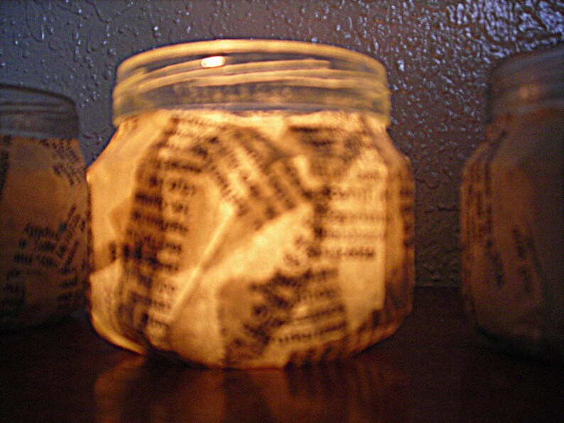 Decoupaged candle holders Upcycled glass jars Set of three Etsy
