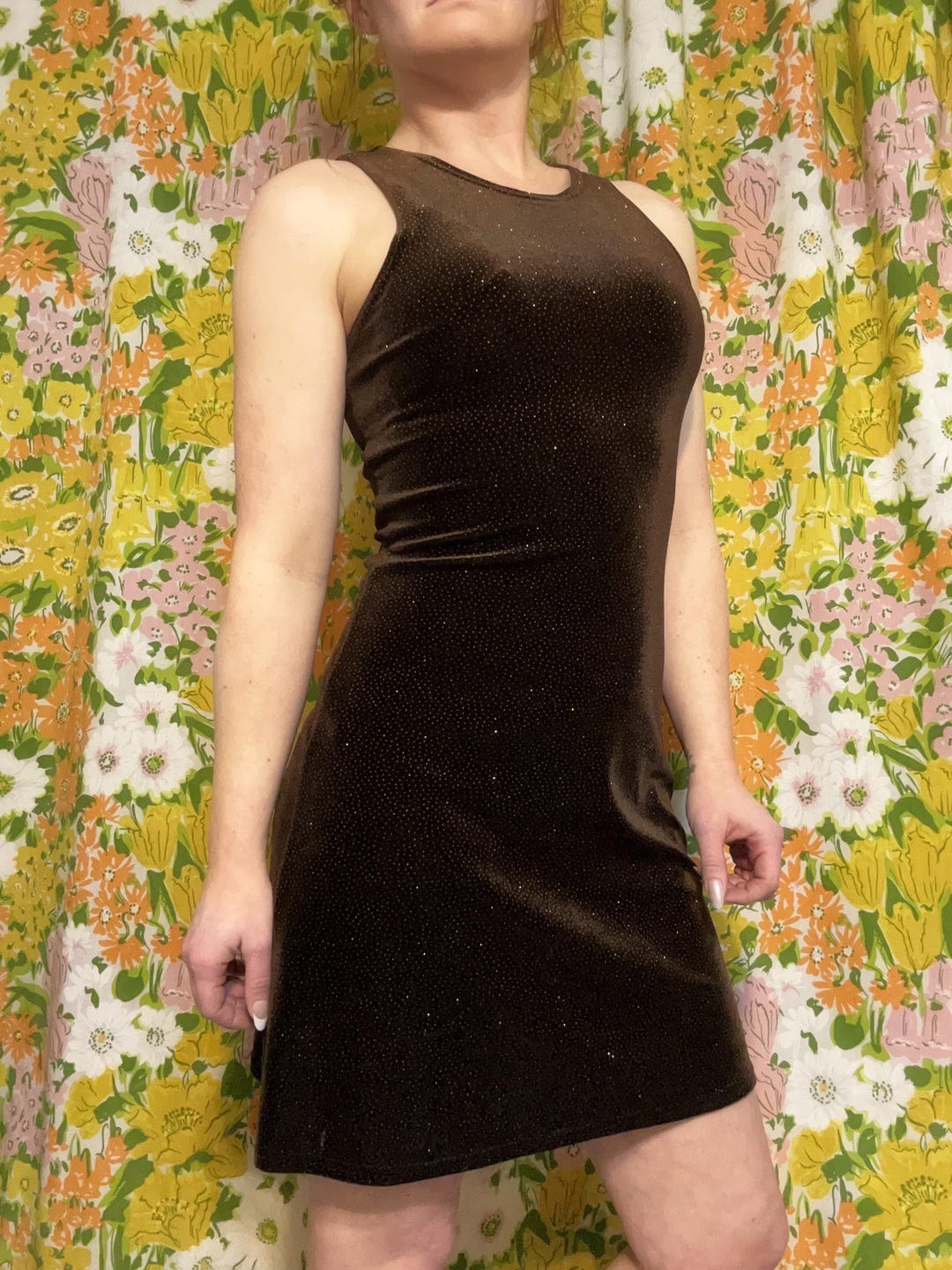 Thinly Veiled Mini Dress - Chocolate