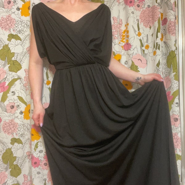 ¡MIRA! ¡Huey Waltzer para maniquí! Vestido negro vintage/glamour/formal/griego/impresionante/atemporal/pequeño