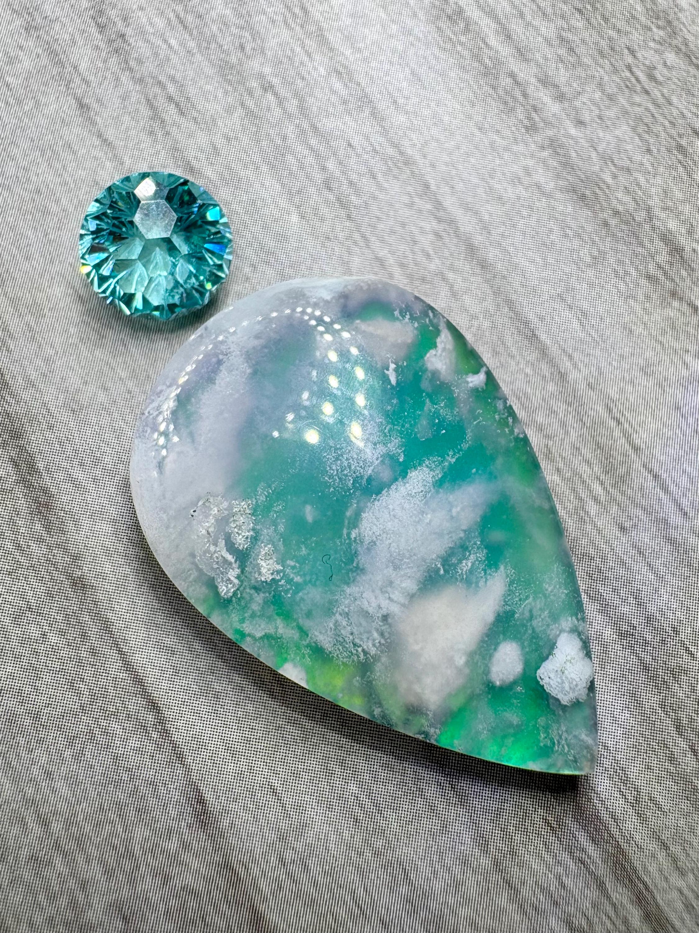 Plume Agate W/ Firework Cz. US Seller. Color Shift Effects. Daily ...