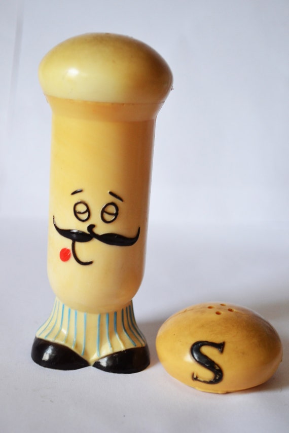 Items similar to Tall Pepper Shaker Man with the Mustache and Salt