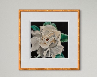 White Peony Art Print | Modern Floral Giclée, Botanical Wall Decor