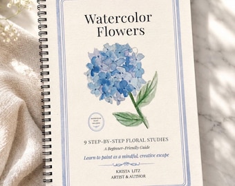Watercolor Flowers Workbook | Beginner Watercolor Kit with Paint & Brush | Step-by-Step Floral Painting Guide | Learn Watercolor for Adults