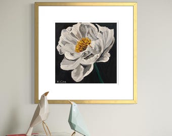 White Peony Art Print | Modern Floral Giclée, KCL Studio