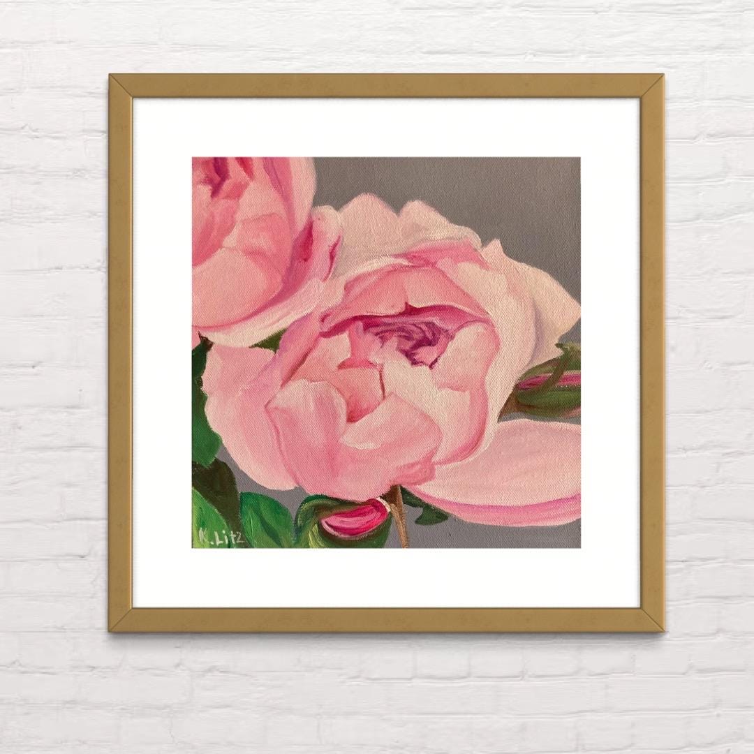 Pink Rose Giclée Art Print | Modern Floral Oil Painting Reproduction - Etsy