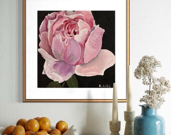 Pink Rose Art Print | Floral Oil Painting Reproduction