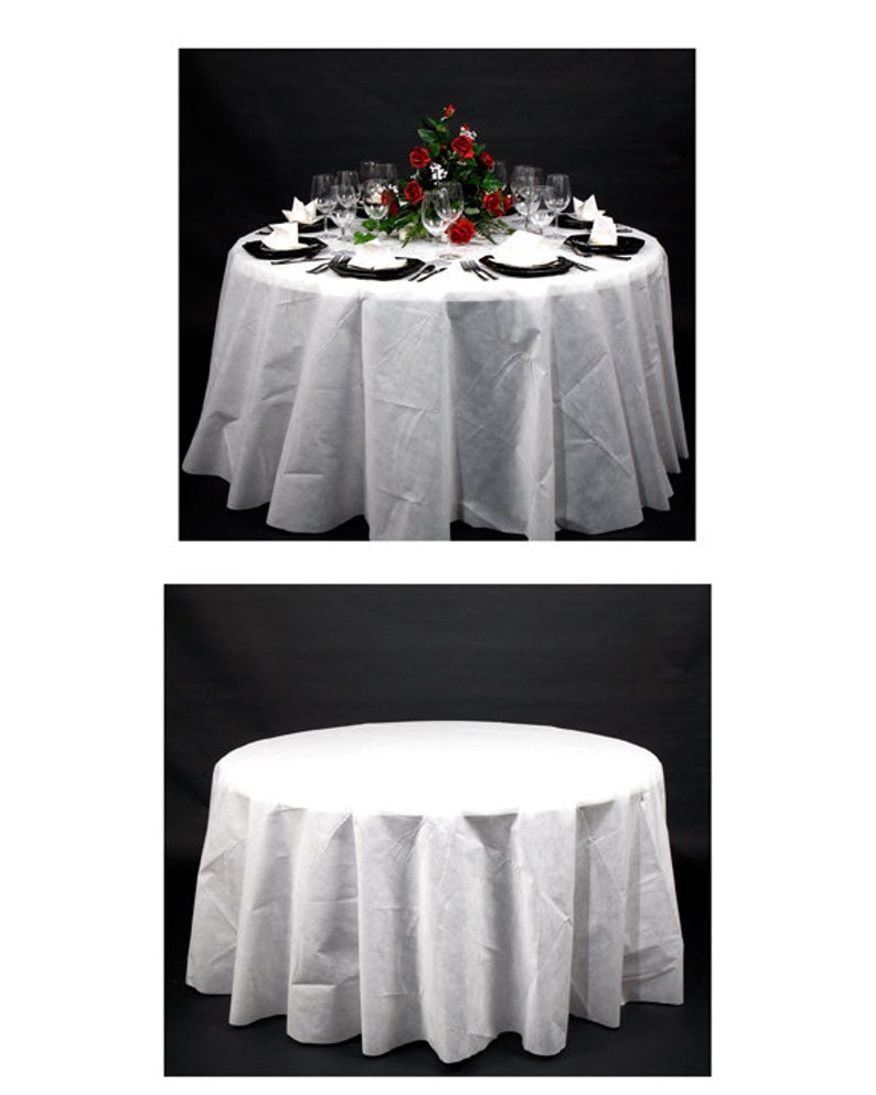 Joyfull Disposable White 108 Round Table Cover Etsy