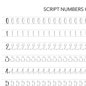 Traceable Numbers Guide - Print - Script - Numbers Worksheets - Learn Numbers - Lettering - Number Guide