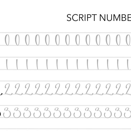 Traceable Numbers Guide Print Script Numbers Worksheets Etsy