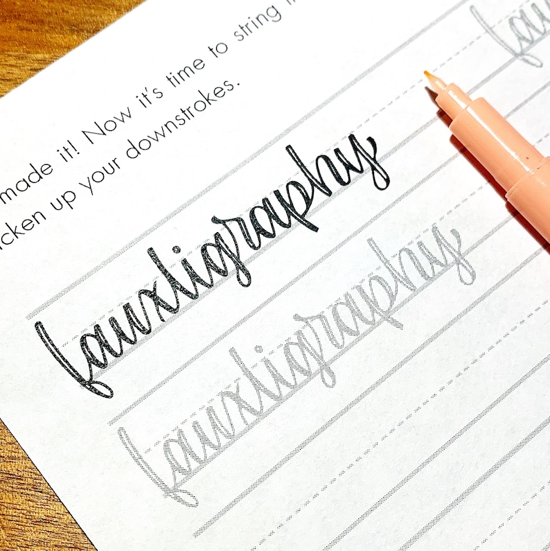 Faux/brush Calligraphy Workbook Brush Lettering Guide Etsy