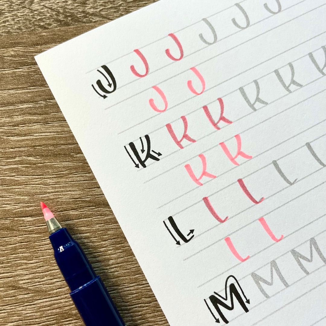 Brush Print Lettering Guide - Lettering Workbook - Traceable Workbook ...