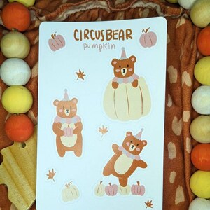 Circus Bear Pompoen | Circus Stickers | Planner Stickers, Geïllustreerde Stickers