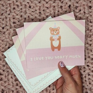 Circus Bear Card Set / I Love You Beary Much / 3 Cartas y sobres