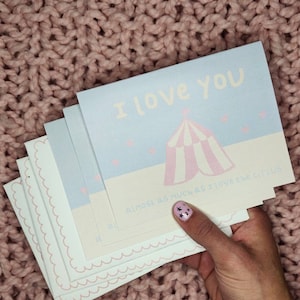 Circus Bear Card Set / Te amo Casi tanto como me encantan los cirucs / 3 Tarjetas y sobres