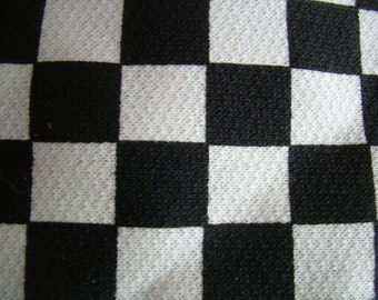 3 Yards 1980's Black + White CHECKED Sports FLEECE 63" wide 70% COTTON. Thick, light.  Cranston U.S.A. Casual, costume, kid's, active, decor