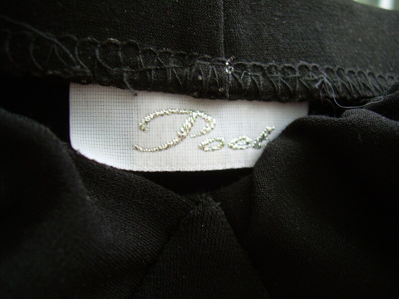 SALE Around knee length Sz Small Bust 34 BLACK stretch sequin trimmed 70s-early 80s Cocktail Evening DRESS gathered along sides